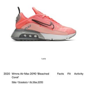 Womens Nike Air Max 2090 Athletic Shoe Bleached Coral Sneaker size 7